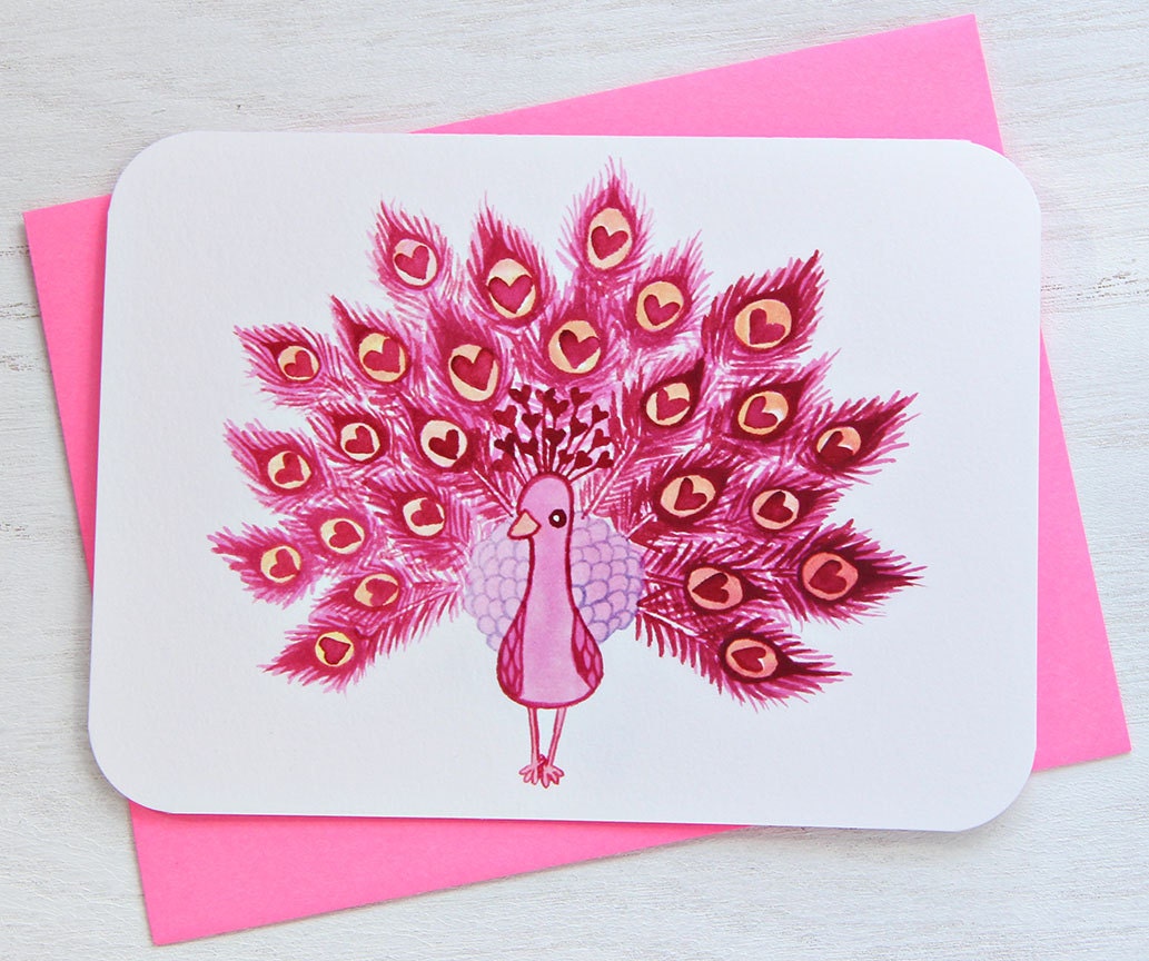 Valentines Day Card Love Peacock - Valentine