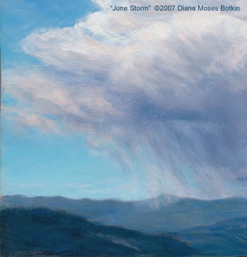 JUNE STORM -- Original 6x6 inch unframed landscape oil painting by Diana Moses Botkin