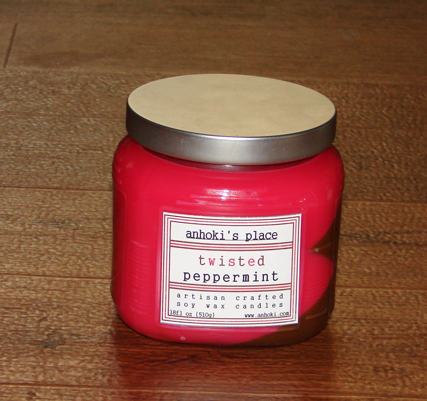 Twisted Peppermint Scented Soy Wax Container Candle 18oz