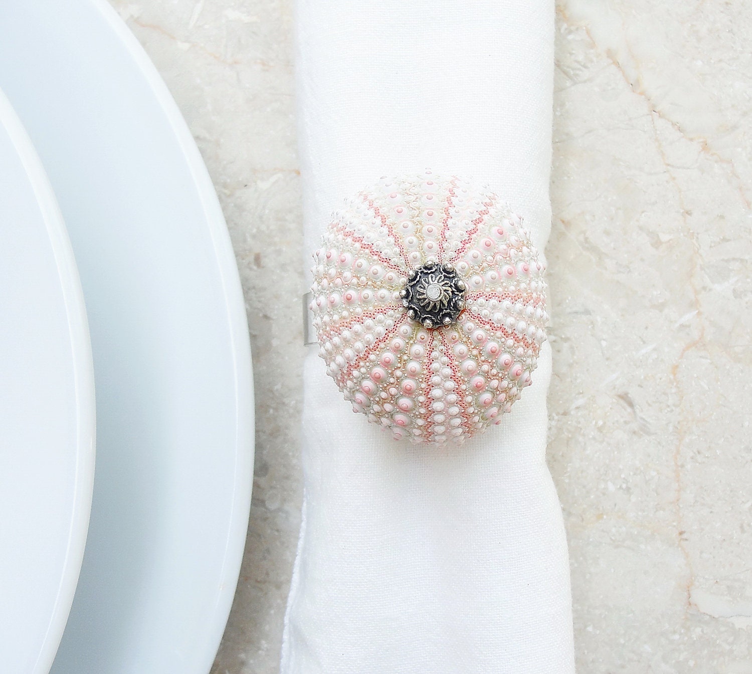 Sea Urchin Napkin Ring Holder - Beach Home Decor