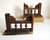 Vintage Architectural Salvage Wood Fragments, Carved Turned Wood Rails Spindles Brown
