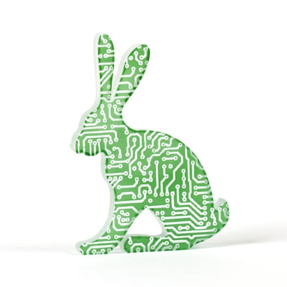Circuit Board Hare Glass Sculpture