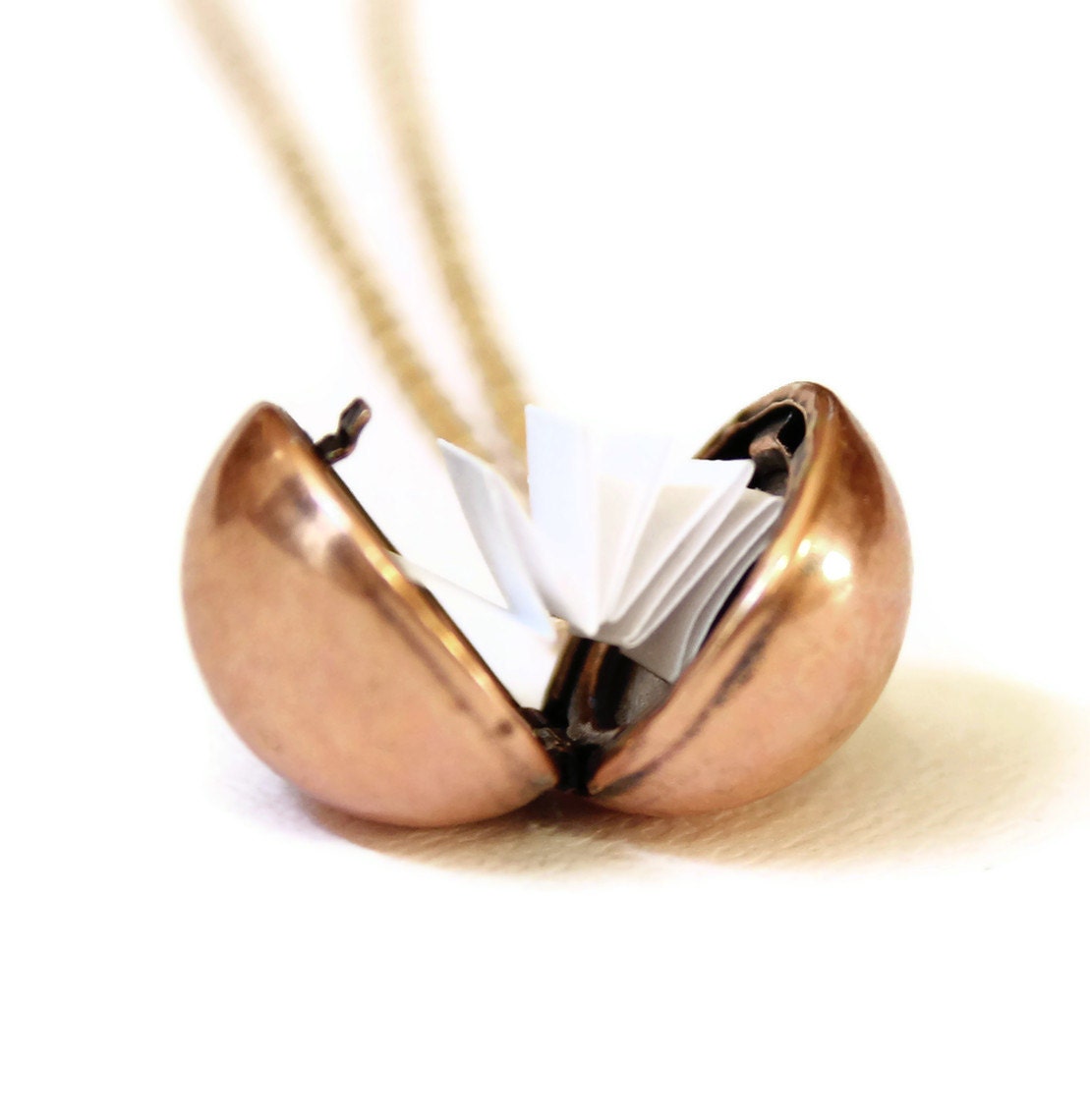 Secret Message Locket - Vintage Copper Ball Locket Necklace