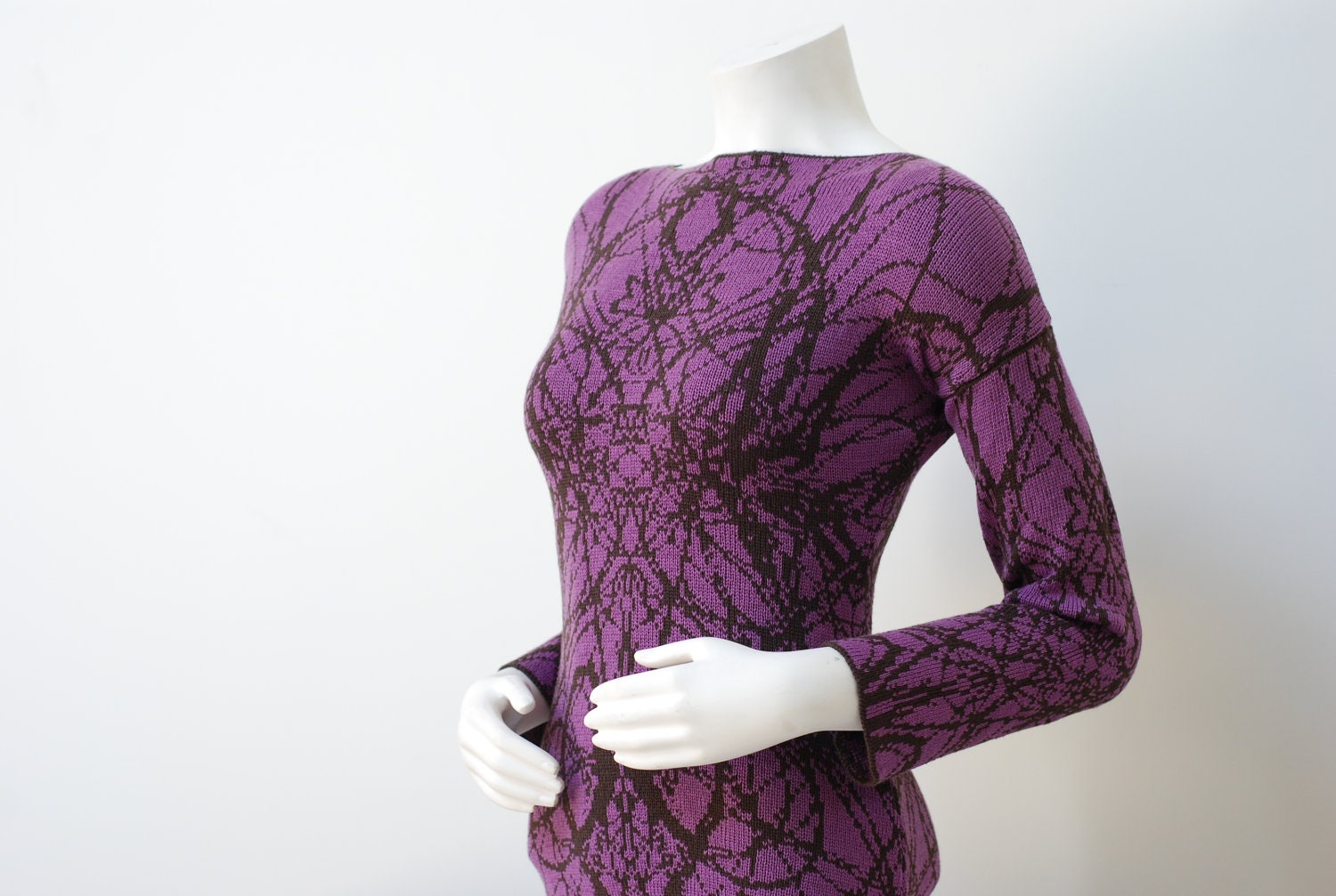 SAMPLE SALE Fall 2012: Heartburst Boat Neck Dress with Sleeves Purple/Brown Small