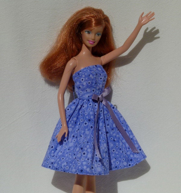 Barbie Clothes Handmade Purple Dot Dress ready to mail