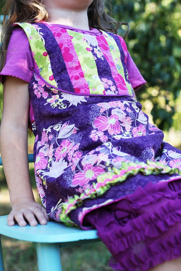 Like flowers and butterflies boutique CUSTOM purple patchwork tulle ruffled dress