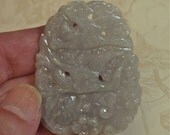 Vintage JADE PENDANT CRANES Mauve Chinese Carved 118.5cts cb239