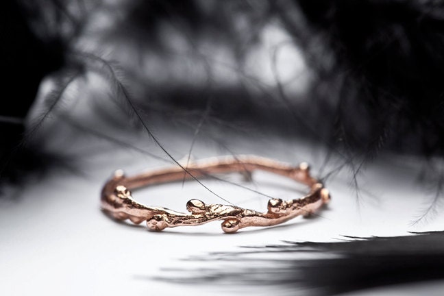 14k rose gold ring - skinny stacking twig wedding band - In Her Dreams - RedSofa jewelry