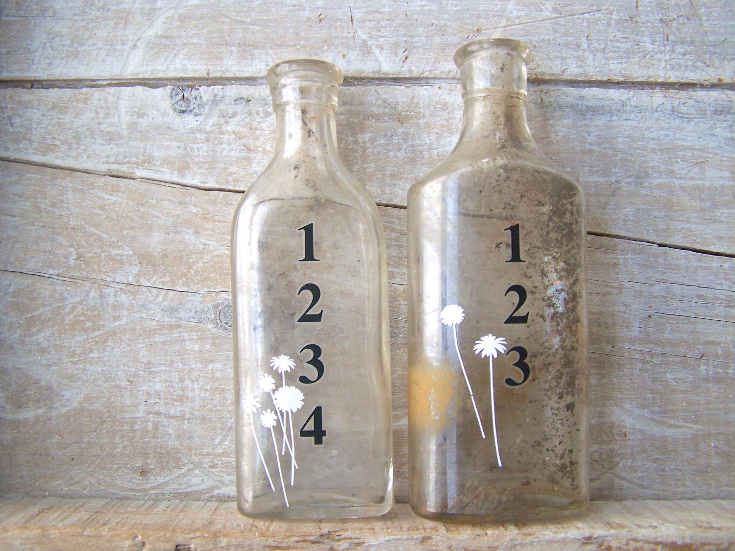Industrial Home Decor // Vintage Number //  Mini Apothecary Bottle // Vintage Bottle Decor // Shabby Chic Glass Vase // Cottage Home Decor