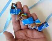 Calling All Chocolate Lovers - Eco Chic Wrapper Necklace - Blue, Brown, Gold - No Calories