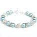 Aquamarine Pearl Rhinestone Bracelet, Bling Bracelet, Bridesmaid Jewelry