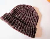 Hand Knit Lightweight Hat - Shaded Garden - Burgundy Red and Patina Green - Ultrasoft Luxury Merino Wool - Lightweight Warm Knit Hat