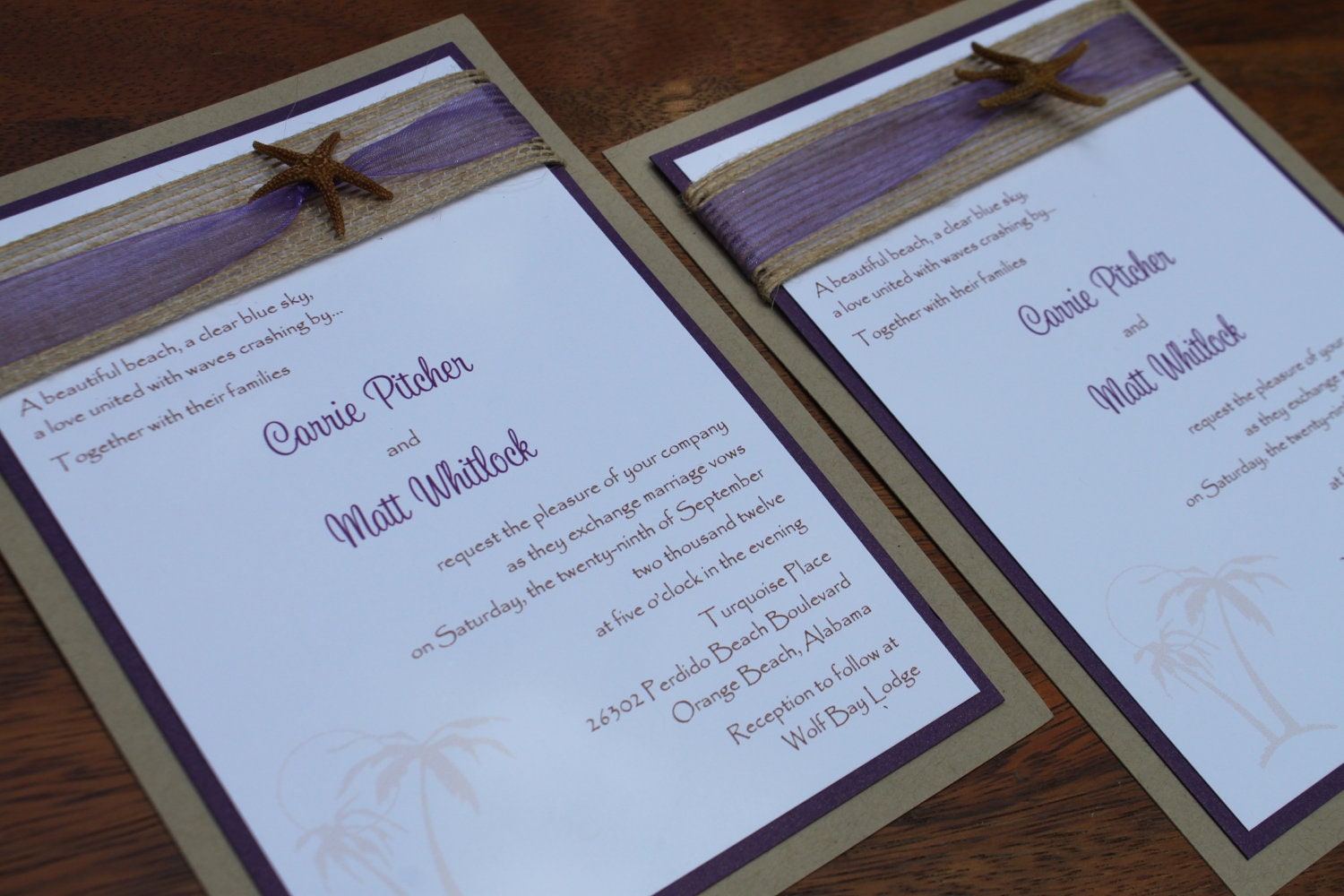 Beach Wedding Invitation, Seaside, Elegant Destination Wedding Invite with Starfish