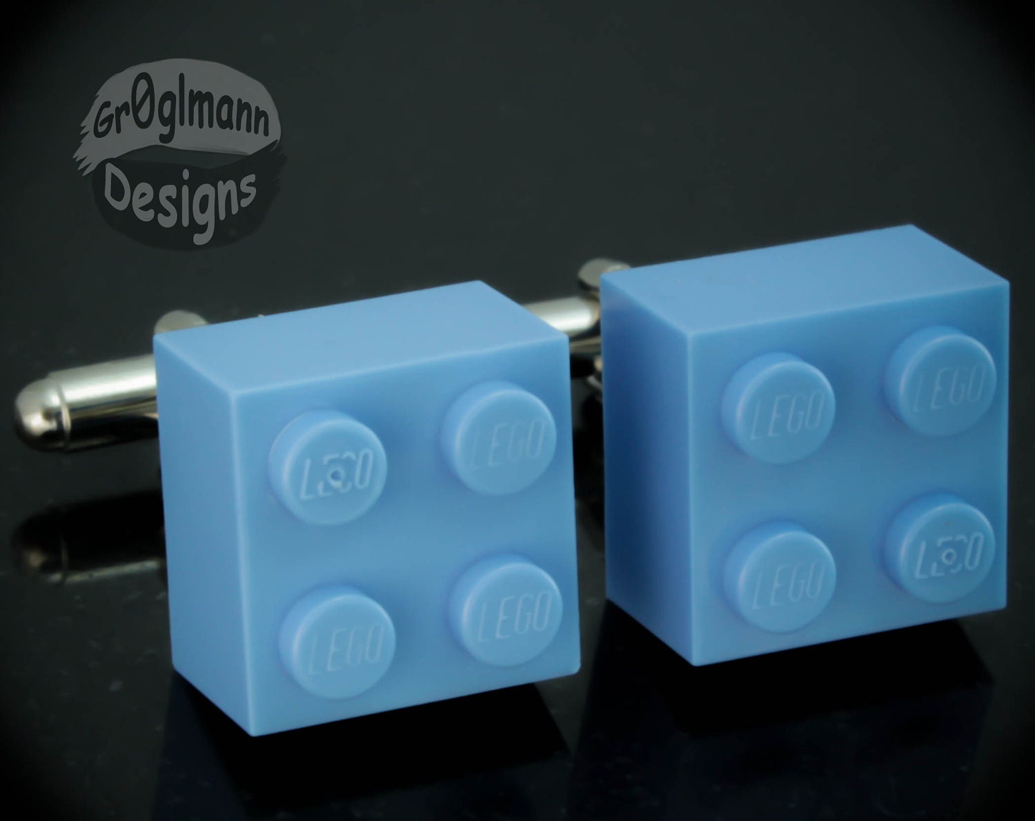 Powder Blue Brick Cufflinks :) made with LEGO bricks