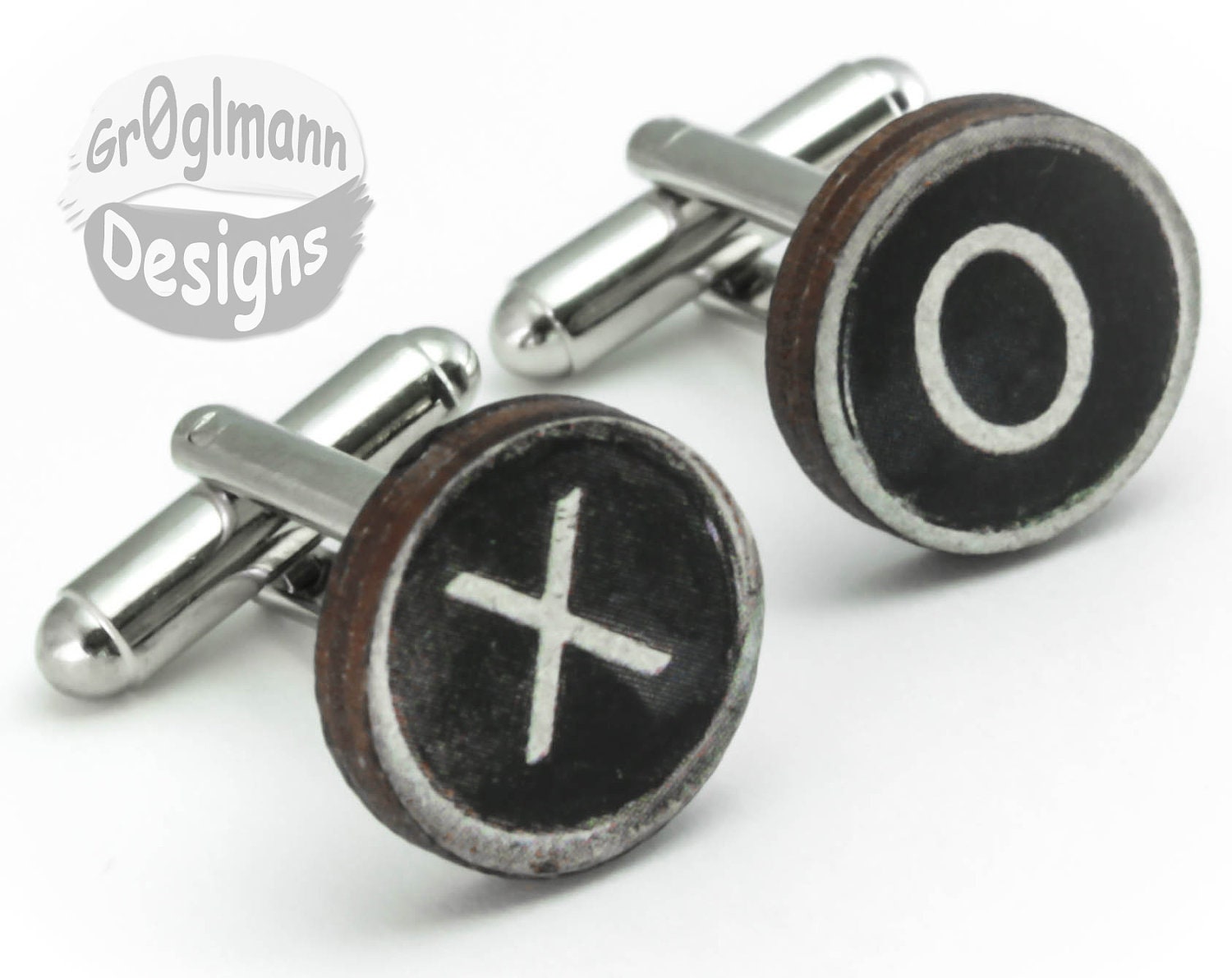Custom Wooden Typewriter Key Cufflinks :)
