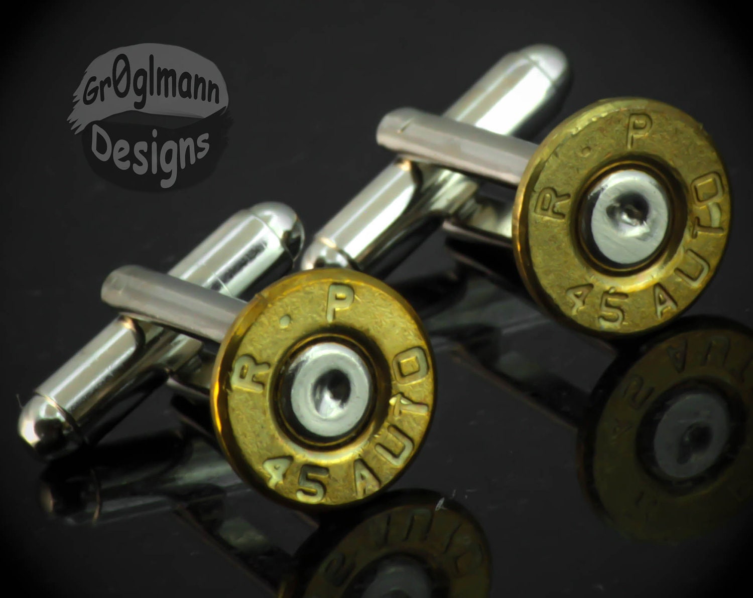 SALE- WEDDING SPECIAL 5 Pairs - Remington 45 Pistol Bullet Casing Shell Cufflinks