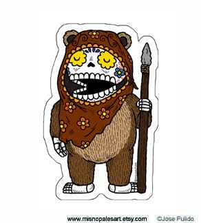 Ewok Calavera Die Cut Vinyl Sticker