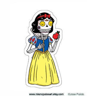 Snow White Calavera Die Cut Vinyl Sticker