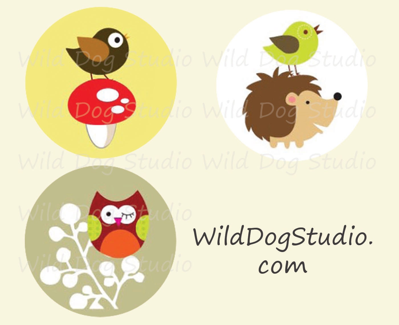Woodland Whimsey 1 - 3 Button Toppers or Pin Back Buttons - Extra Buttons for Rings or Necklace