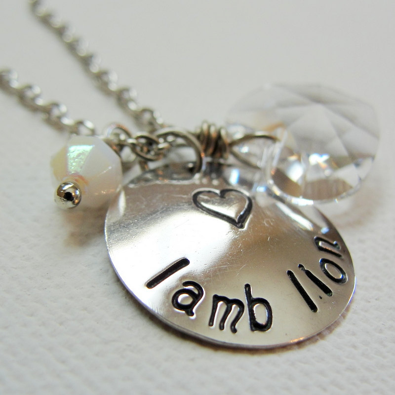Lion and Lamb Sterling Silver Charm Necklace with Heart Crystal