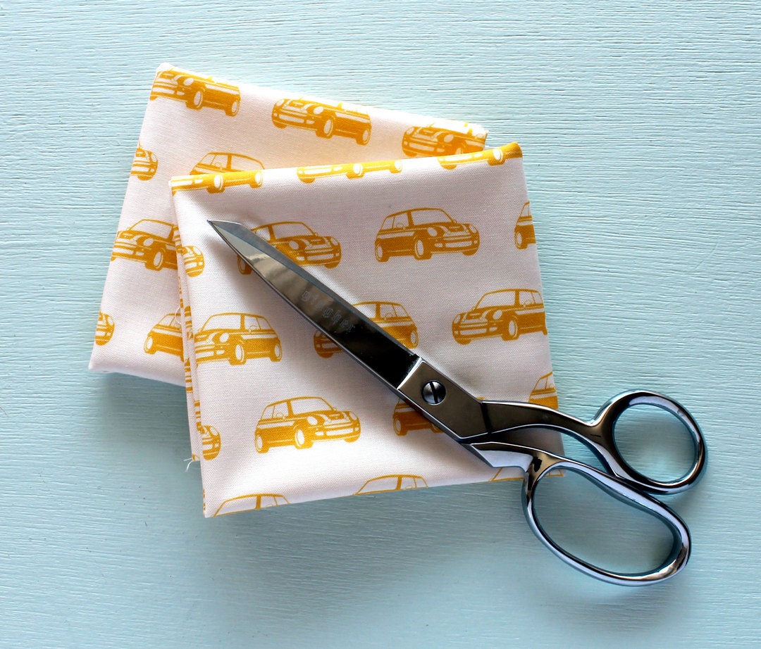 Little MINIs Fabric FQ Hand Drawn Design, Yellow