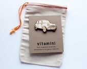 Classic Mini Cooper laser engraved wood pin