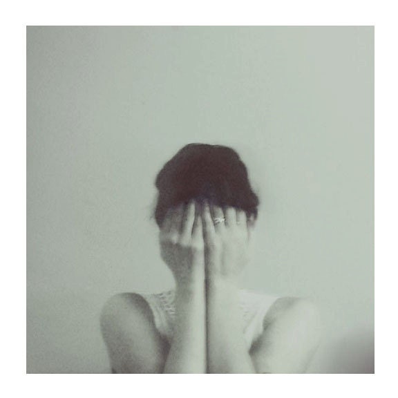 Minimal Portrait, Cover Up, 8x8 Print, Female Figure, Emotional Photograph, Soft Grey, Ethereal, Dreamy Photo