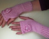Hand warmers fingerless gloves wool warm pink