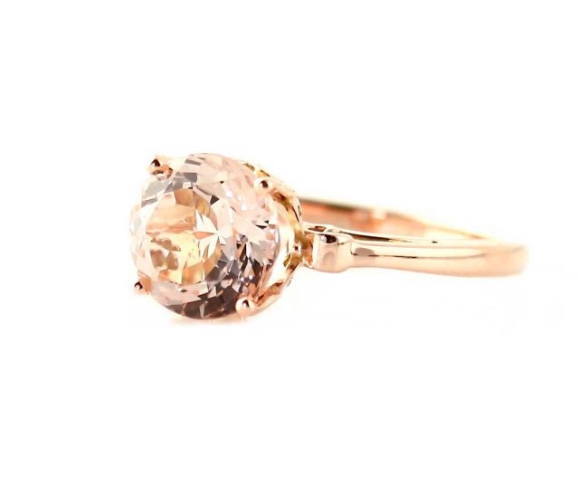14K Rose Gold Morganite Ring Custom Gemstone Ring 14K White Yellow Rose Gold Fleur de Lis