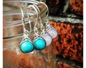 Fine Silver Wire Wrapped Stone Earrings