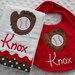 SET of ONE Burp cloth and ONE Bib featuring an appliqued --- BaSeBaLL GLoVe --- personalized with baby's name