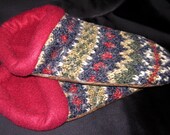 Fleece Lined Sweater Slippers with Vinyl Bottoms - W 6