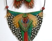 Natural Peacock Feather Necklace and Peacock Feather Earring Set