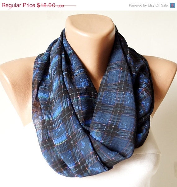 SALE - Infinity Scarf,Loop Scarf, Circle Scarf, Cowl Scarf ,Soft scarf..Chiffon scarf....Blue, dark blue, black