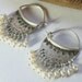 Silver and Pearl Hoops- Sterling Hammered hoops with freshwater pearls -