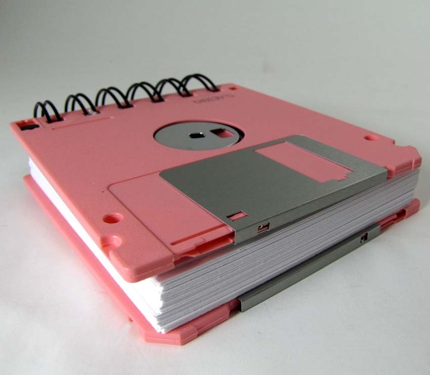 Floppy Disk Notebook JUMBO Pink Computer Disk Recycled Geek Gear Blank Mini 125 sheets