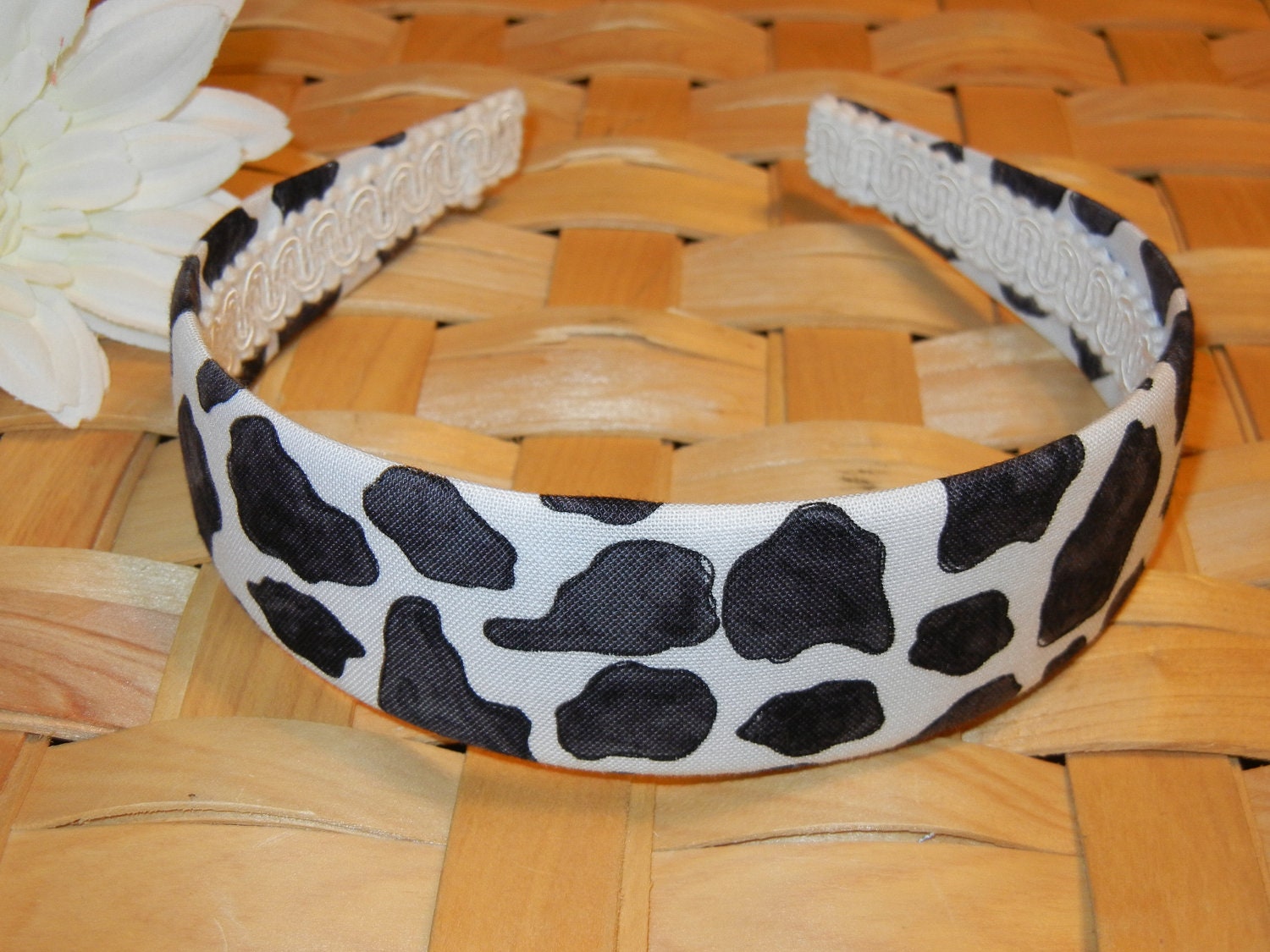 Fabric Headband with Black White Giraffe