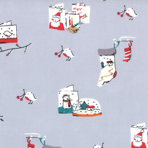 SALE Cherry Christmas Fabric by Aneela Hoey for Moda Fabrics, Deck the Halls in Gray- Fat Quarter