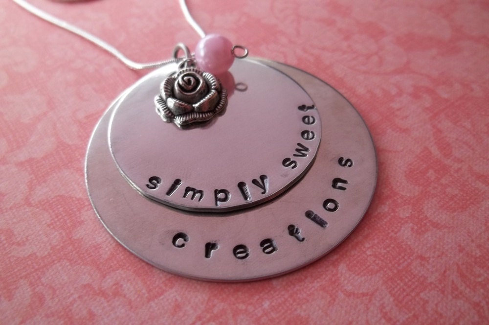 Handstamped Blog or Business Name Necklace (2 Disc Stacker)