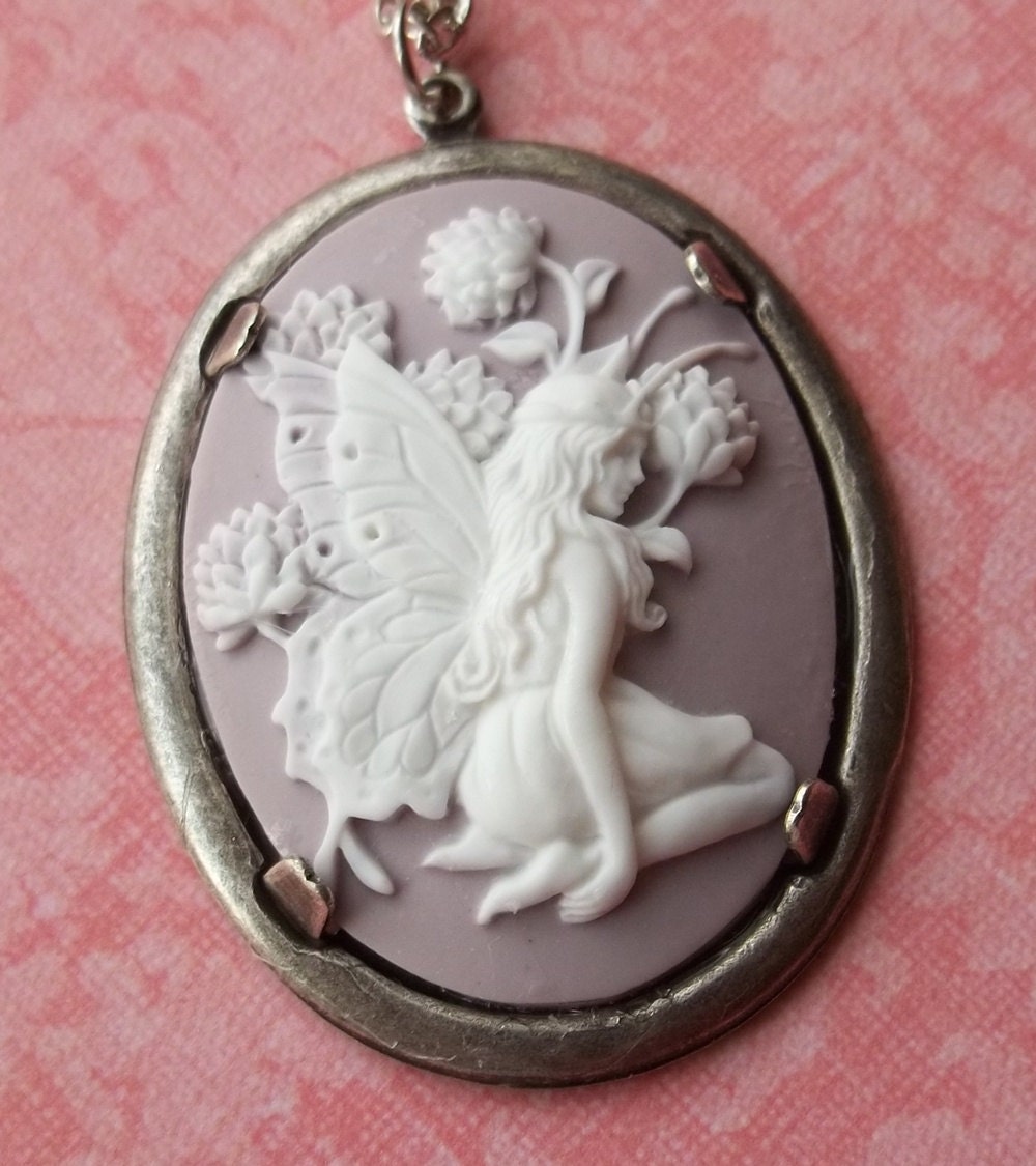 White Fairy Cameo Necklace
