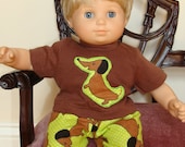 Bitty Baby or Twin, 15 inch Doll,  Hot Dog 2 piece Pajama set by Sweet Pea Kidz & FREE SHIPPING