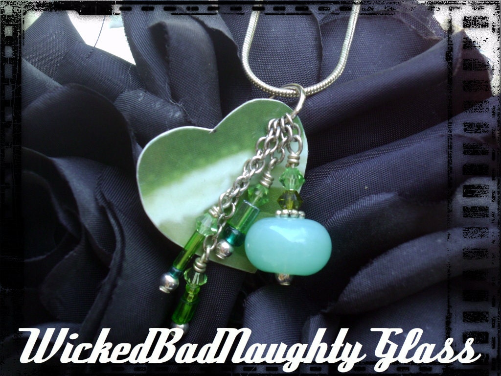 WBN Green UpCycled Chic Lampwork Glass Necklace