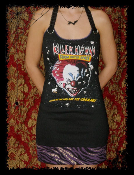 Killer Klowns Outer Space 80s Cult Classic Horror Movie Mini Dress M