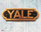 Antique Brass ID Tag Yale Lock Advertising Ephemera Hardware Tool Tag Name Plate for DIY Jewelry Embellishment