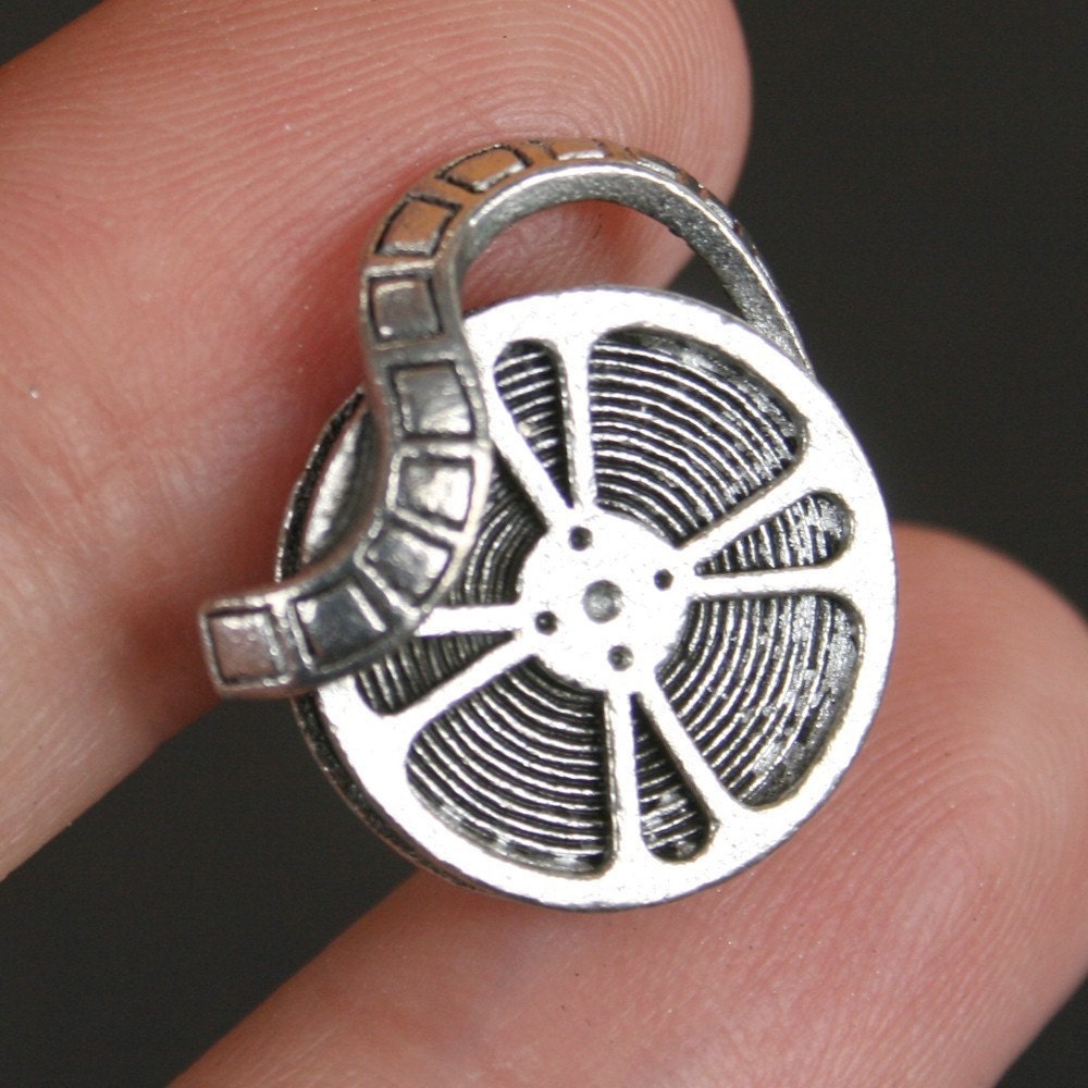 Tie Tack - Film Reel, Antique Silver Finish