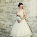 1950s Tea Length Wedding Dress / Vintage Antique Ivory Lace
