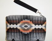 Wool Purse Wrist Bag Clutch Bag Gray Black Sunset Ridge