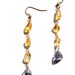 14k Gold Filled Earrings with Nugget Cut Citrine and Trillion Cut  Mystic Blue Quartz Gemstones