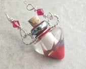 A Drop Of Blood --- Lampwork Poison Bottle Necklace