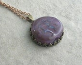 Dragonfly Dawn --- Purple Lampwork and Brass Long Necklace